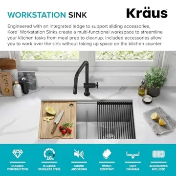 Durable KRAUS Kore 33-Inch Workstation Kitchen Sink