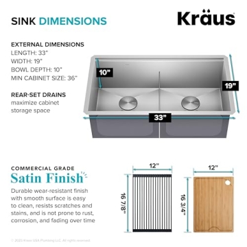 Durable KRAUS Kore 33-Inch Workstation Kitchen Sink
