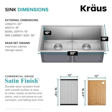 Durable KRAUS Kore 33-Inch Workstation Kitchen Sink