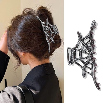Spider Web Metal Hair Claw Clips - Unique Punk Accessory in Black