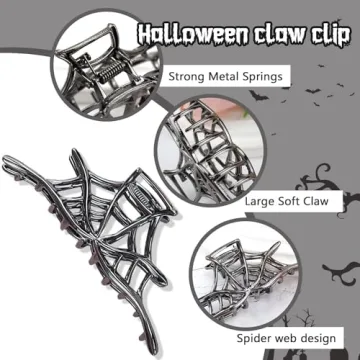 Stylish Spider Web Metal Hair Claw Clip for Punk Lovers