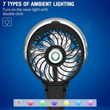 Handheld Misting Fan with USB, 3 Speeds, Lights - Black
