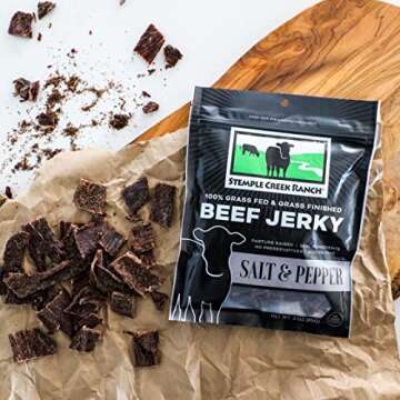Original Stemple Creek Ranch Beef Jerky, 100% Grass-Fed, Gluten Free, No-Sugar, 4 Clean Ingredients, 3 Ounces (Salt & Pepper, 3-Pack)