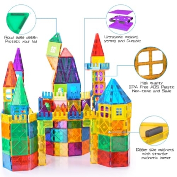 AFUNX 130 PCS Magnetic Tiles Educational Building Set