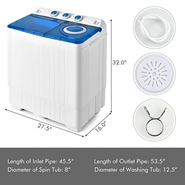 COSTWAY Twin Tub Portable Washing Machine - 26lbs