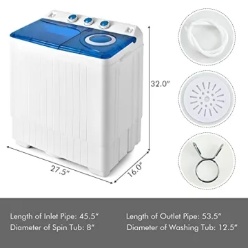 COSTWAY Twin Tub Portable Washing Machine - 26lbs
