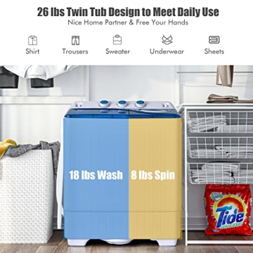 COSTWAY Twin Tub Portable Washing Machine - 26lbs