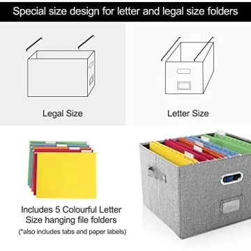 Collapsible Linen File Storage Box with Organizers for Home and Office