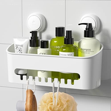 LUXEAR Shower Caddy Suction Cup – No-Drilling, Waterproof, Heavy Duty Organizer for Bathroom & Kit...