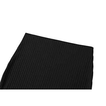 Urban CoCo Elastic High Waist Knee Length Pencil Skirt Ribbed Knit Basic Tube Midi Skirt (Black, M)