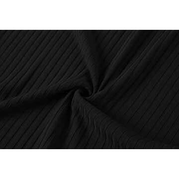 Urban CoCo Elastic High Waist Knee Length Pencil Skirt Ribbed Knit Basic Tube Midi Skirt (Black, M)