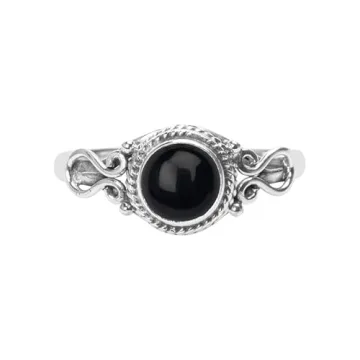 Handmade Black Onyx Stone Ring - 925 Sterling Silver, Minimalist Gift