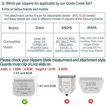 Animal Stainless Steel Attachment 8 Colors Guide Comb Set from 1/8 Inch to 1 Inch(3-25mm),Compatible...