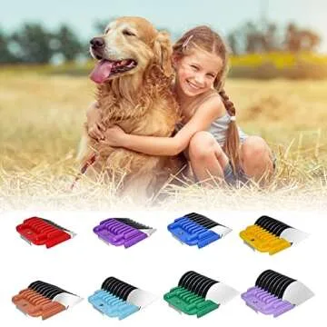 Animal Stainless Steel Attachment 8 Colors Guide Comb Set from 1/8 Inch to 1 Inch(3-25mm),Compatible with Andis, Oster A5, Wahl KM10 Series Clipper Detachable Blade(Only fit for 15# 10# 30# blade)
