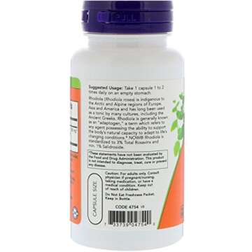Now Foods Rhodiola 500 mg - Stress Relief & Energy Boost