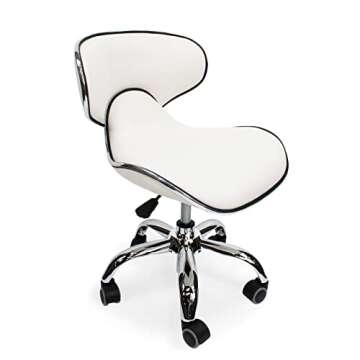 MAYAKOBA SET OF 2 Nail Salon Pedicure Stool UMI Pedicure Chair Short Adjustable Comfort Pneumatic Pump Salon Furniture & Equipment, White