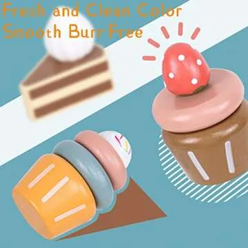 Wooden Dessert Cake Play Food Set for Kids Tea Parties