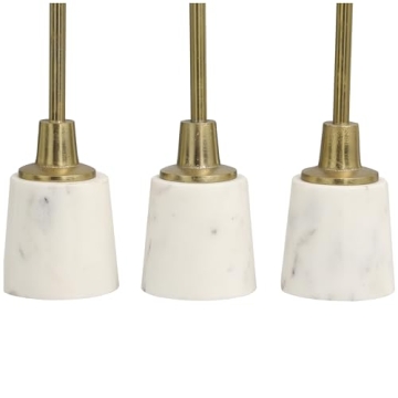 Deco 79 Aluminum Slim Candle Holder with White Marble Base, Set of 3 15, 13, 11" H, Gold