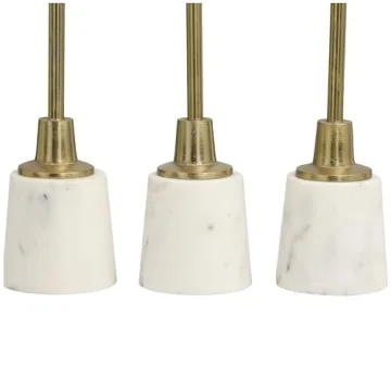Deco 79 Aluminum Slim Candle Holder with White Marble Base, Set of 3 15, 13, 11" H, Gold