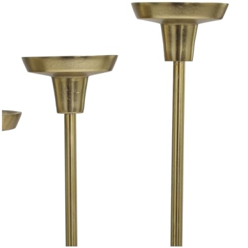 Deco 79 Aluminum Slim Candle Holder with White Marble Base, Set of 3 15, 13, 11" H, Gold