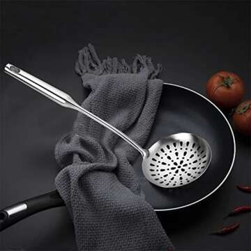 TBWHL Skimmer Slotted Spoon - Durable 304 Stainless Steel with Ergonomic Handle