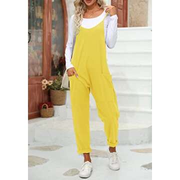 Tongmingyun Womens Casual Sleeveless Jumpsuits Spaghetti Strap Loose Romper Long Pants with Pockets