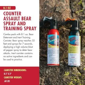 Counter Assault Bear Spray & Training Canister - 2% Capsaicin Bear Deterrent - Pepper Spray for Hiking, Camping, Hunting & More - 8.1 oz