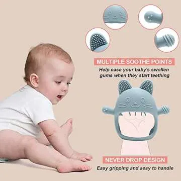 Baby Teething Toys by Komfy LilLove | Non-Toxic Infant Toys 0-6 6-12 Months | CPC Certified Teething Mitten | No Drop Teether for Baby Teething Relief | Baby teether Toys | Teething Pacifier