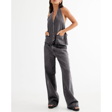 Fashionable Fisoew Women's Two Piece Denim Ensemble