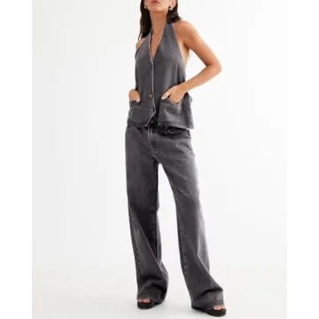 Fashionable Fisoew Women's Two Piece Denim Ensemble