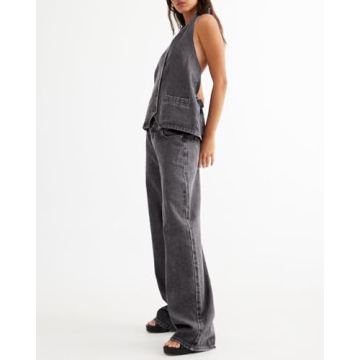 Fashionable Fisoew Women's Two Piece Denim Ensemble