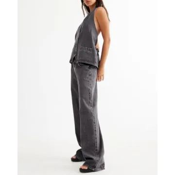 Fashionable Fisoew Women's Two Piece Denim Ensemble