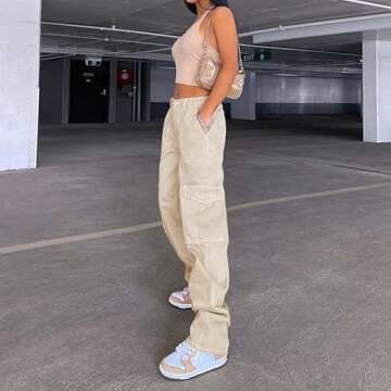 Stylish High Waist Baggy Cargo Pants for Women