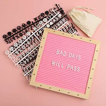 Pink Felt Letter Board with Stand, Built-in LED Lights With Tripod Stand and Wall Mount Hanger for Party Home Decor(10x10),Menu Board, 340 Letters for Custom Sign Messages, Party Planning (Pink)