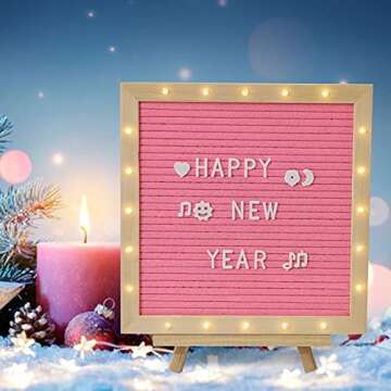 Pink Felt Letter Board with Stand, Built-in LED Lights With Tripod Stand and Wall Mount Hanger for Party Home Decor(10x10),Menu Board, 340 Letters for Custom Sign Messages, Party Planning (Pink)
