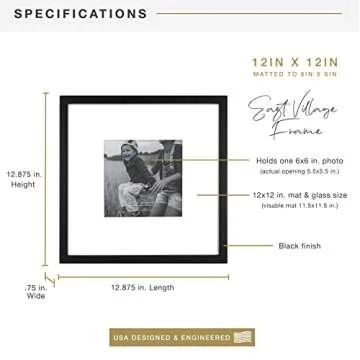 MCS East Village Frame, Black, 12 x 12 in matted to 6 x 6 in, Single