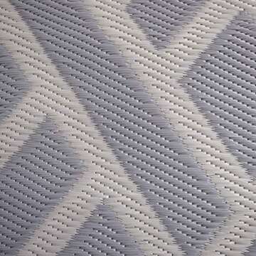 iCustomRug Outdoor Rug Mat- Contemporary Border and Braided Taupe Motif 5'X8' Reversible Picnic and ...