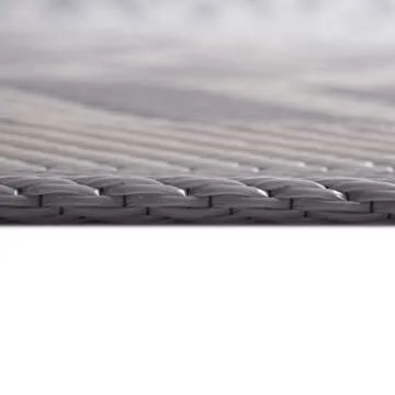 iCustomRug Outdoor Rug Mat- Contemporary Border and Braided Taupe Motif 5'X8' Reversible Picnic and Beach Area Rug, Perfect for Patio, Camping, Sunroom, and Any Outdoor Space