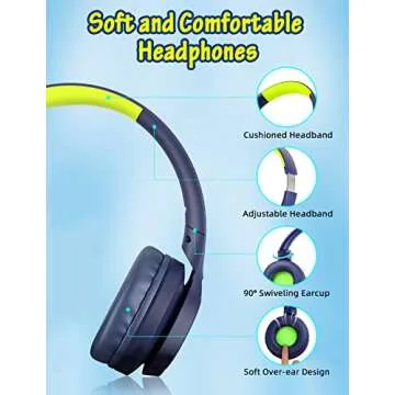 Kids Headphones with Cord , Wired Over Ear Headsets with Microphone Limited Volume 85dB/ 94dB, Portable Wired Headphones for Kids Boys Girls Teens Children Online School/Travel/iPad/Tablet/Cellphone