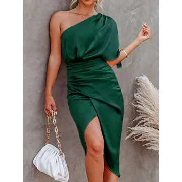 CUPSHE Women Satin Backless One Shoulder Cocktail Dress