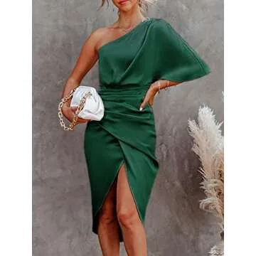 CUPSHE Women Satin Backless One Shoulder Cocktail Dress