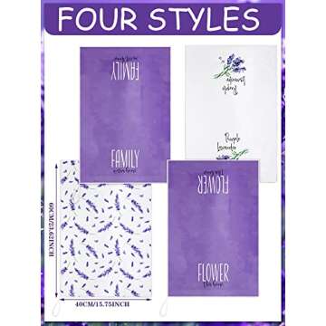 Bencailor 4 Pcs Floral Kitchen Towels Flower Dish Towels Spring Kitchen Decor Sets for Cooking Baking Grilling Bathroom(Purple,Lavender)