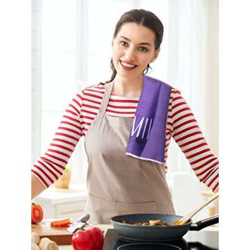 Bencailor 4 Pcs Floral Kitchen Towels Flower Dish Towels Spring Kitchen Decor Sets for Cooking Baking Grilling Bathroom(Purple,Lavender)