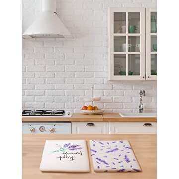 Bencailor 4 Pcs Floral Kitchen Towels Flower Dish Towels Spring Kitchen Decor Sets for Cooking Baking Grilling Bathroom(Purple,Lavender)