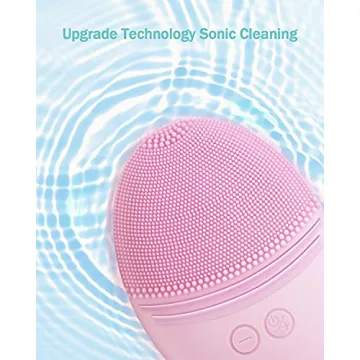 EZBASICS Facial Cleansing Brush Made with Ultra Hygienic Soft Silicone, Waterproof Sonic Vibrating Face Brush for Deep Cleansing, Gentle Massaging, Inductive Charging (Pink)1 Pack+5 Speed Settings