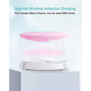EZBASICS Facial Cleansing Brush Made with Ultra Hygienic Soft Silicone, Waterproof Sonic Vibrating Face Brush for Deep Cleansing, Gentle Massaging, Inductive Charging (Pink)1 Pack+5 Speed Settings