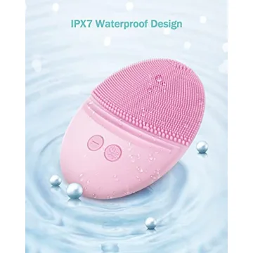 EZBASICS Facial Cleansing Brush Made with Ultra Hygienic Soft Silicone, Waterproof Sonic Vibrating Face Brush for Deep Cleansing, Gentle Massaging, Inductive Charging (Pink)1 Pack+5 Speed Settings