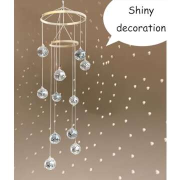 Rodudu Disco Ball Mobile Spiral Spinner Ball 32 Inch Height with Bamboo Circle for Indoor Outdoor Yard Garden Patio Home Decoration and Party Weding Festival Birthday