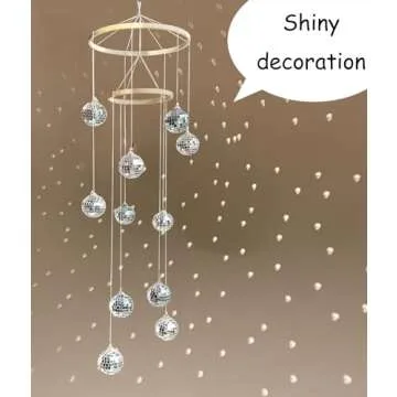 Rodudu Disco Ball Mobile Spiral Spinner Ball 32 Inch Height with Bamboo Circle for Indoor Outdoor Yard Garden Patio Home Decoration and Party Weding Festival Birthday