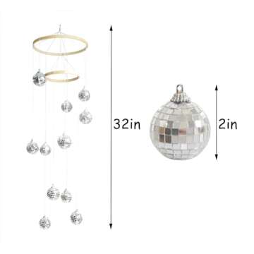 Rodudu Disco Ball Mobile Spiral Spinner Ball 32 Inch Height with Bamboo Circle for Indoor Outdoor Yard Garden Patio Home Decoration and Party Weding Festival Birthday